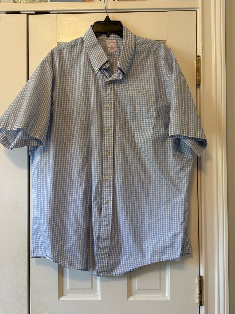 Brooks Brothers 346 Short Sleeve Original Polo Button Down Plaid Shirt Size 18
